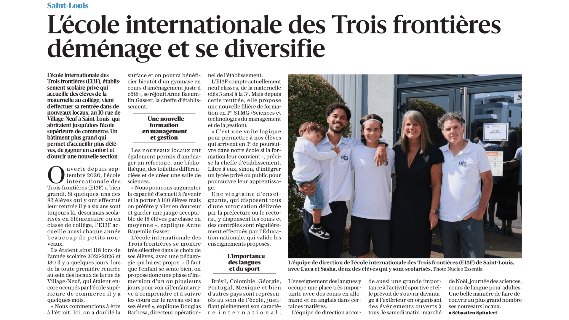 Notre école dans la presse
